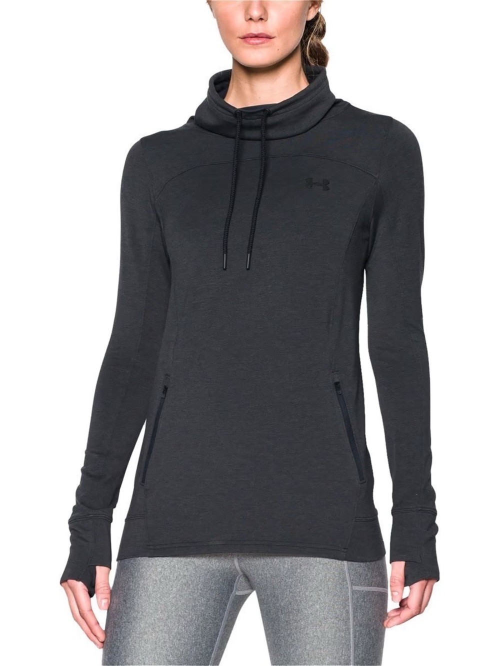 Under Armour Gray Funnel-Neck Featherweight Fleece Slouchy Pullover Sweatshirt